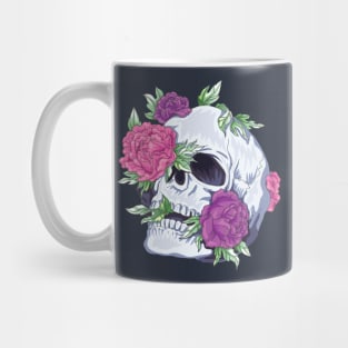 Skull and Peonies Sugar Tattoo Style Mug